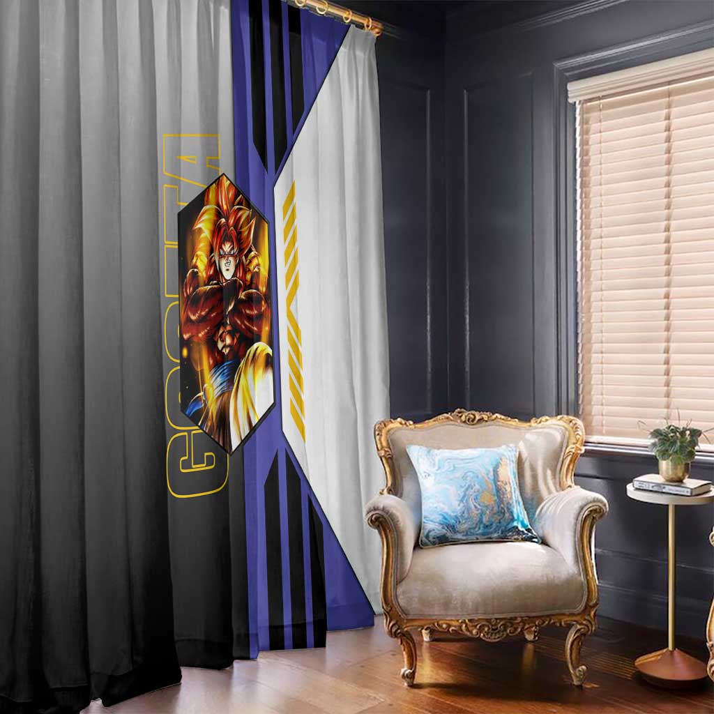 Gogeta from Dragon Ball Window Curtain with Super Saiyan Blue Form and Action Pose Design - The Mazicc