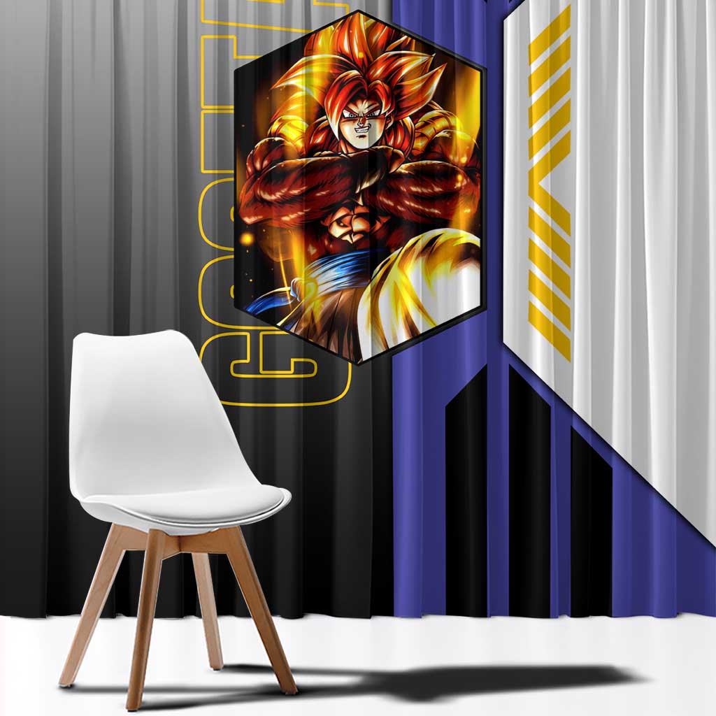 Gogeta from Dragon Ball Window Curtain with Super Saiyan Blue Form and Action Pose Design - The Mazicc