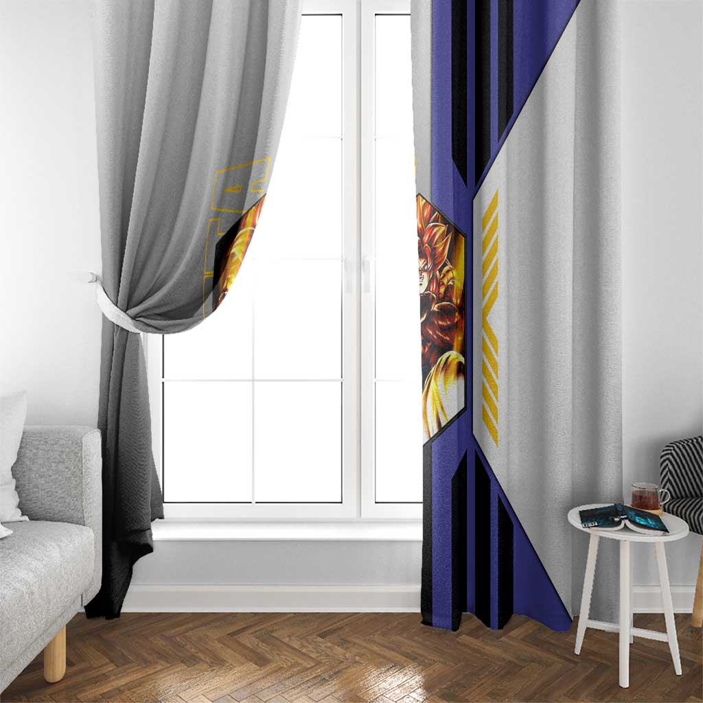 Gogeta from Dragon Ball Window Curtain with Super Saiyan Blue Form and Action Pose Design - The Mazicc