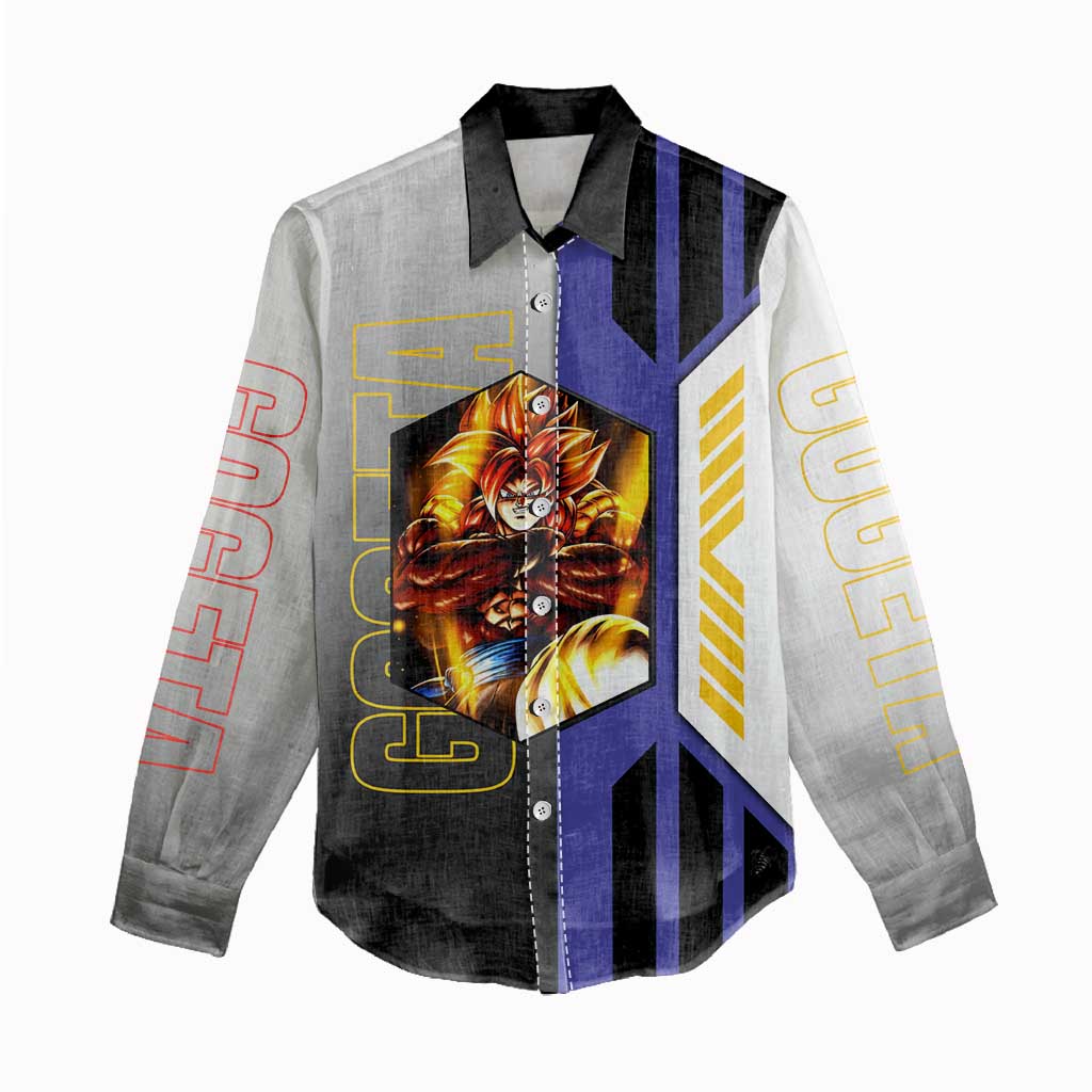 Gogeta from Dragon Ball Women Casual Shirt with Super Saiyan Blue Form and Action Pose Design - The Mazicc