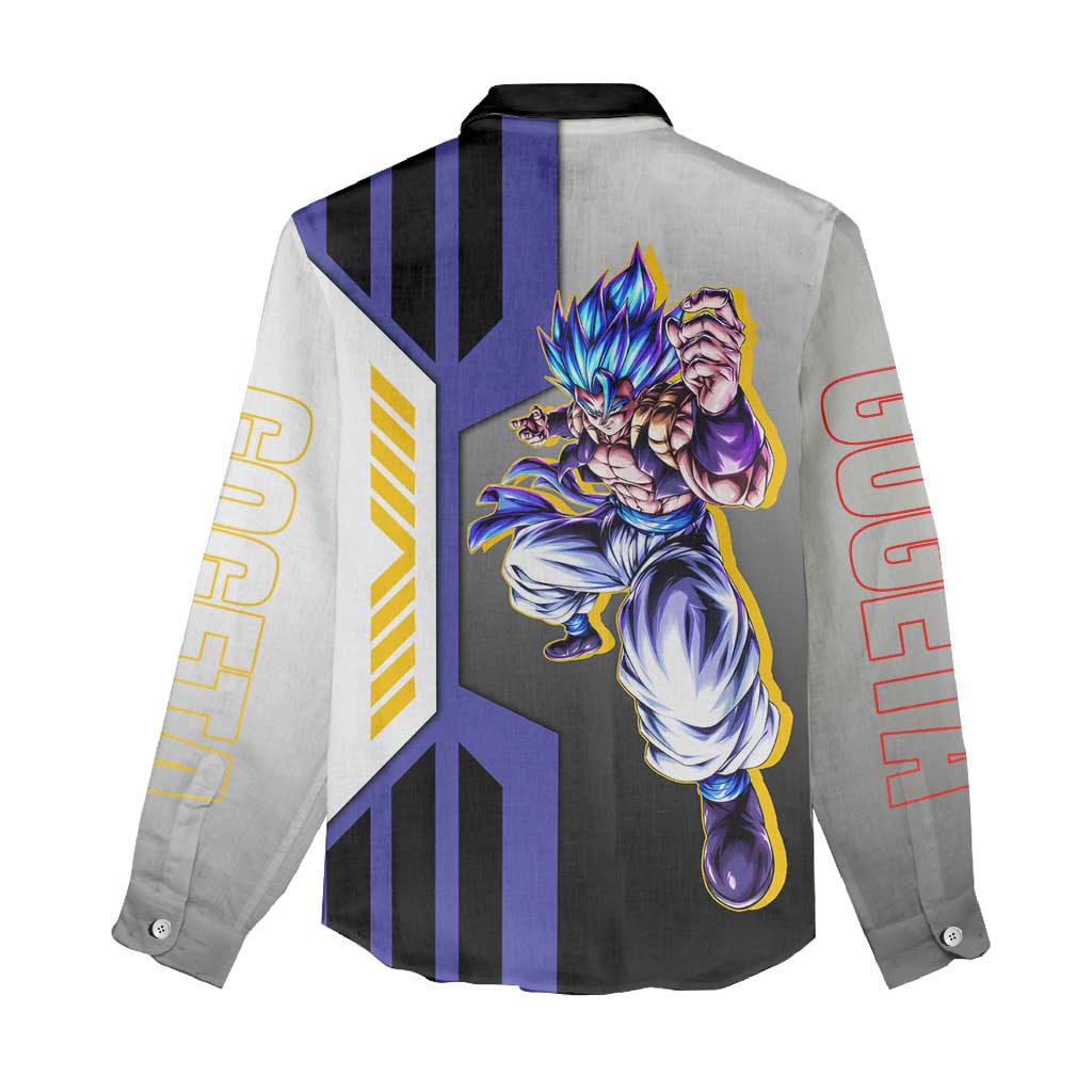 Gogeta from Dragon Ball Women Casual Shirt with Super Saiyan Blue Form and Action Pose Design - The Mazicc