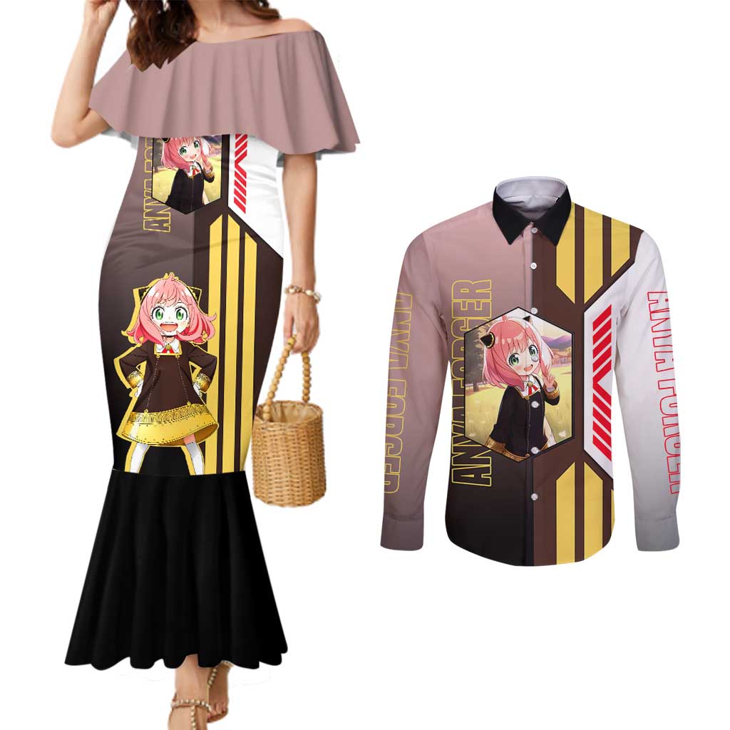Anya Forger from Spy x Family Couples Matching Mermaid Dress and Long Sleeve Button Shirt with Cute Pose and Character Design - The Mazicc