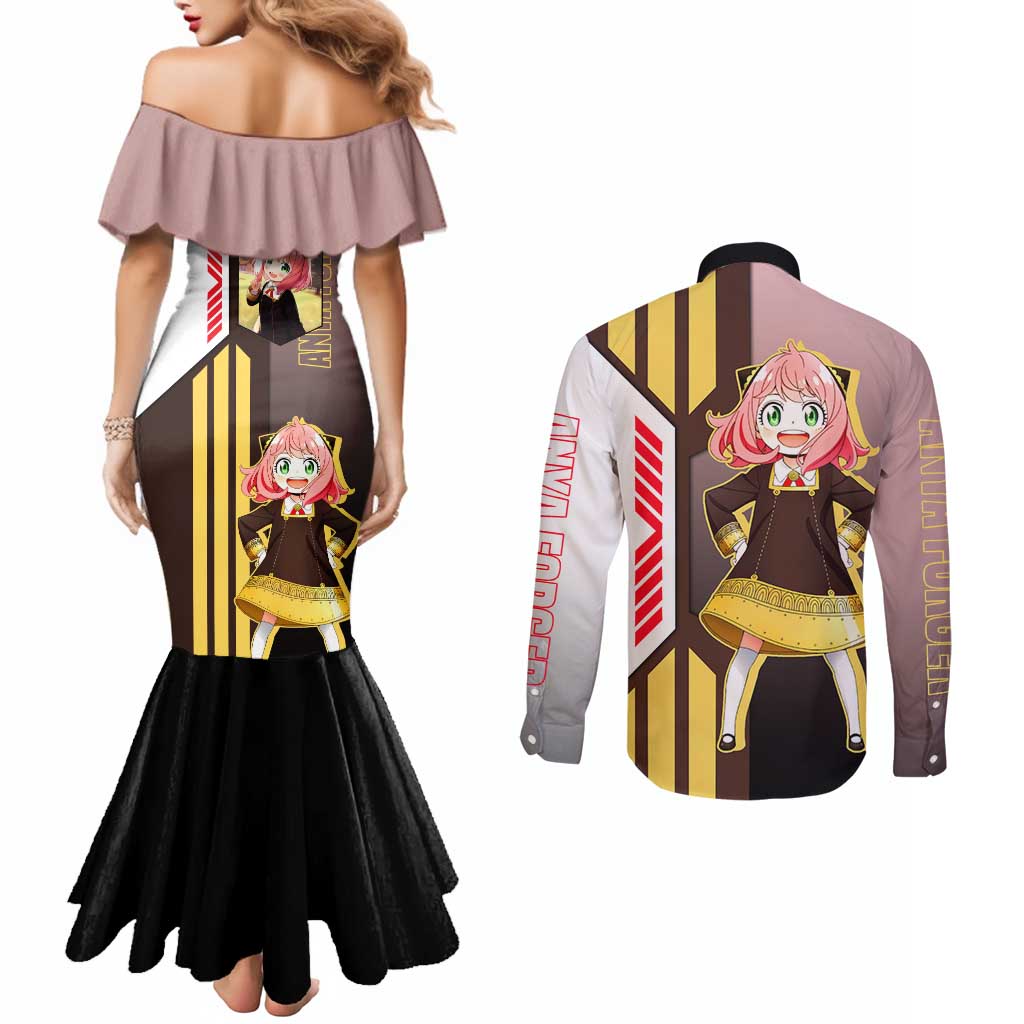 Anya Forger from Spy x Family Couples Matching Mermaid Dress and Long Sleeve Button Shirt with Cute Pose and Character Design - The Mazicc