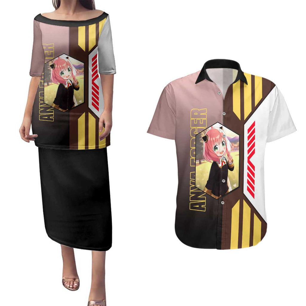 Anya Forger from Spy x Family Couples Matching Puletasi and Hawaiian Shirt with Cute Pose and Character Design - The Mazicc