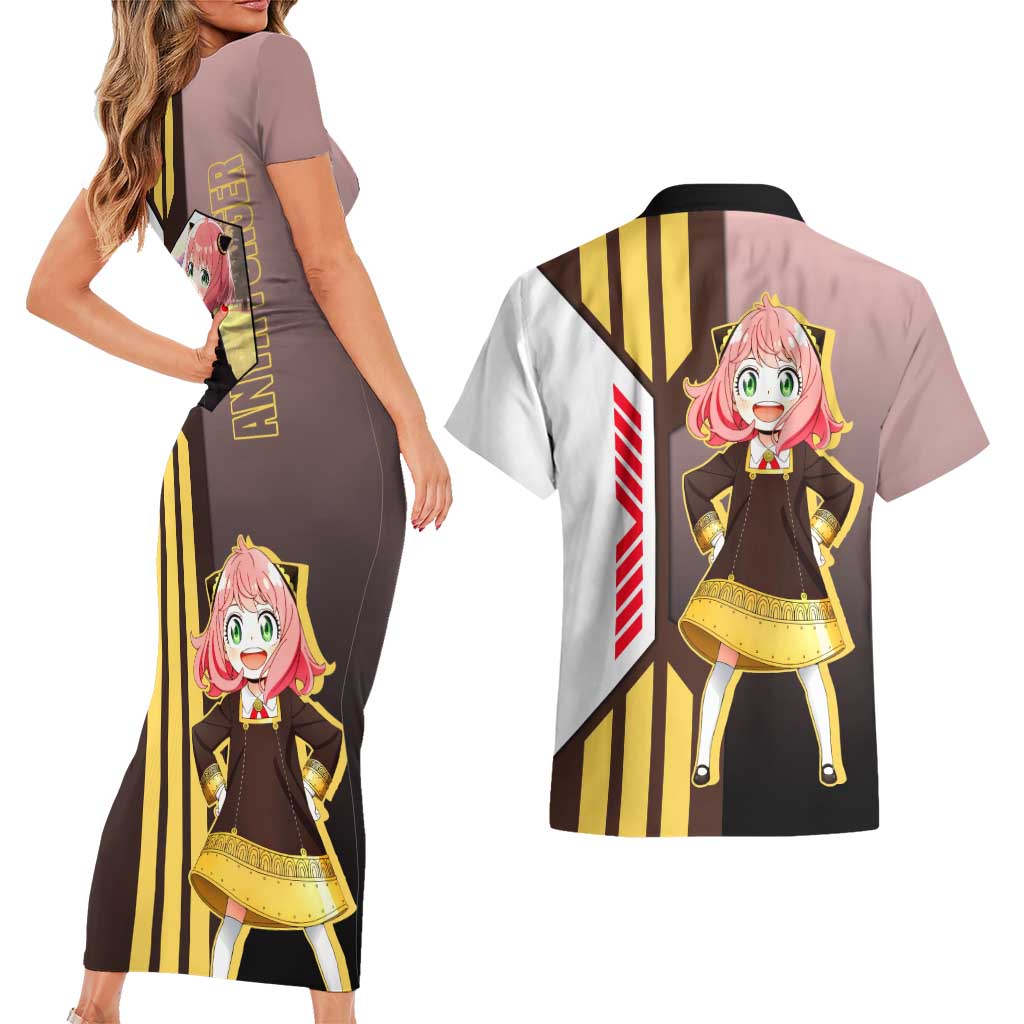 Anya Forger from Spy x Family Couples Matching Short Sleeve Bodycon Dress and Hawaiian Shirt with Cute Pose and Character Design - The Mazicc