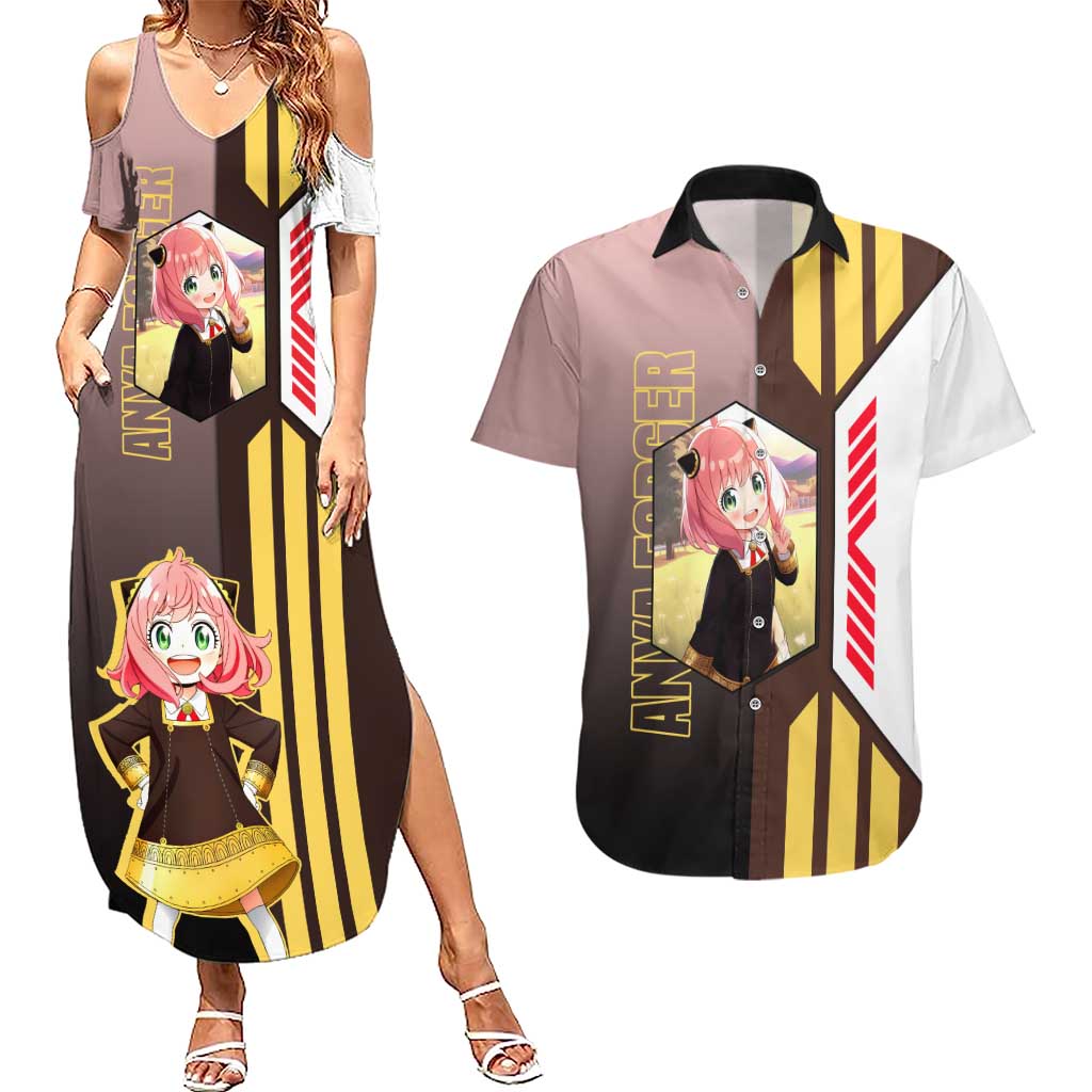 Anya Forger from Spy x Family Couples Matching Summer Maxi Dress and Hawaiian Shirt with Cute Pose and Character Design - The Mazicc