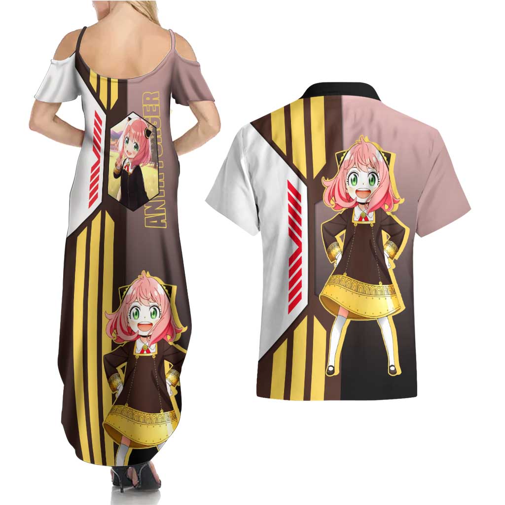 Anya Forger from Spy x Family Couples Matching Summer Maxi Dress and Hawaiian Shirt with Cute Pose and Character Design - The Mazicc