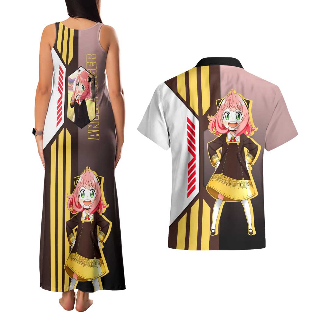 Anya Forger from Spy x Family Couples Matching Tank Maxi Dress and Hawaiian Shirt with Cute Pose and Character Design - The Mazicc