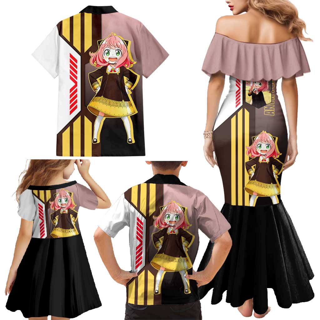 Anya Forger from Spy x Family Family Matching Mermaid Dress and Hawaiian Shirt with Cute Pose and Character Design - The Mazicc