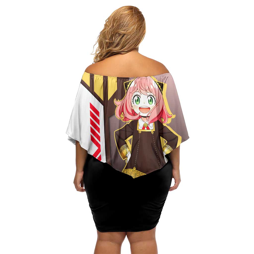 Anya Forger from Spy x Family Family Matching Off Shoulder Short Dress and Hawaiian Shirt with Cute Pose and Character Design - The Mazicc