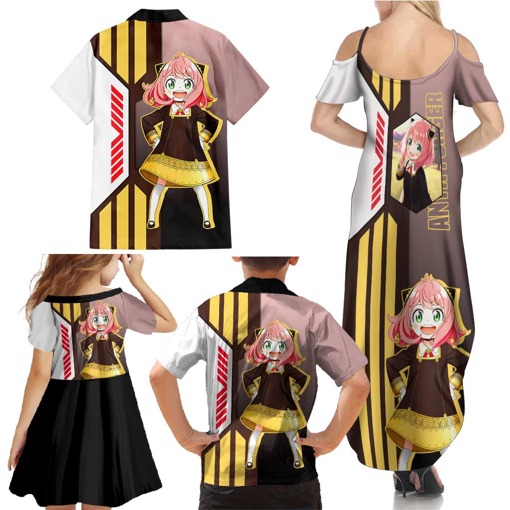 Anya Forger from Spy x Family Family Matching Summer Maxi Dress and Hawaiian Shirt with Cute Pose and Character Design - The Mazicc