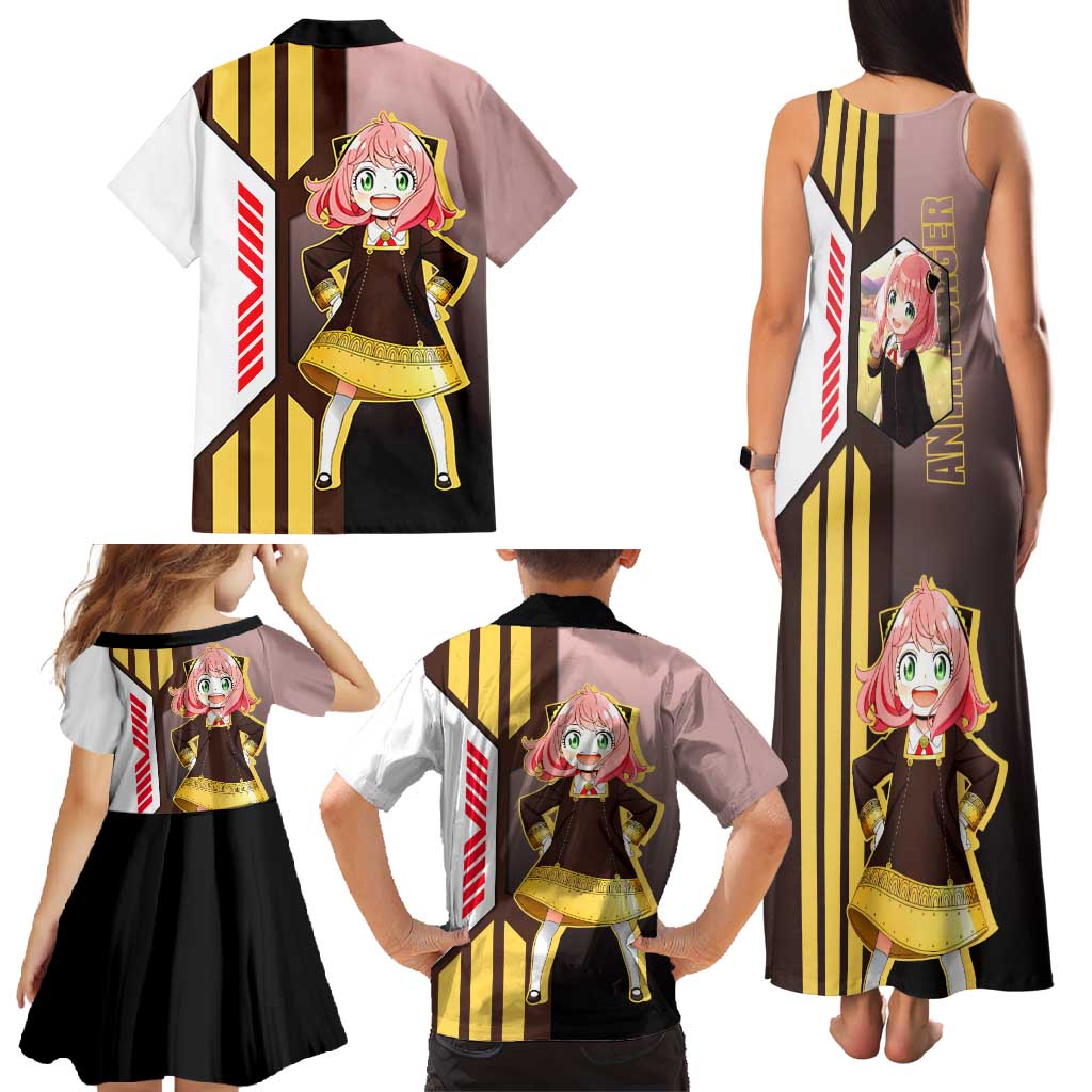 Anya Forger from Spy x Family Family Matching Tank Maxi Dress and Hawaiian Shirt with Cute Pose and Character Design - The Mazicc
