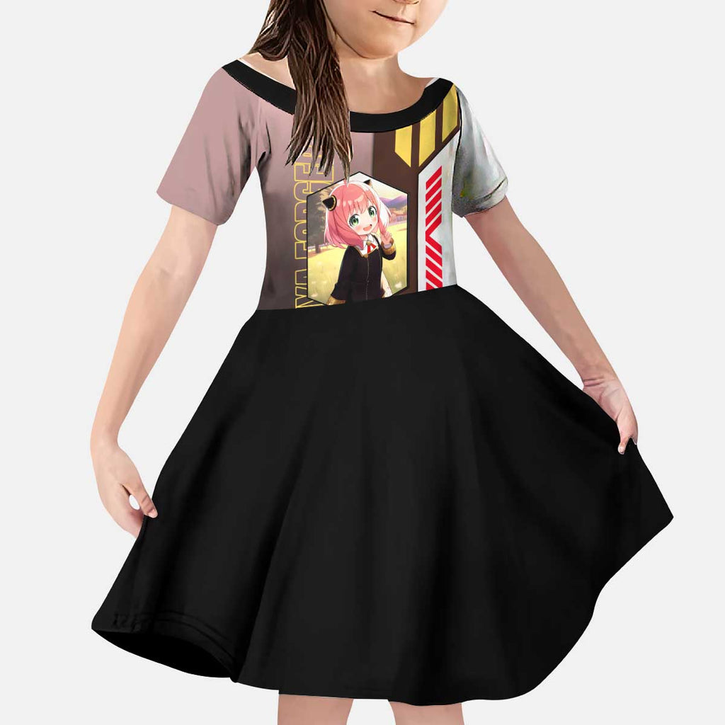 Anya Forger from Spy x Family Kid Short Sleeve Dress with Cute Pose and Character Design - The Mazicc