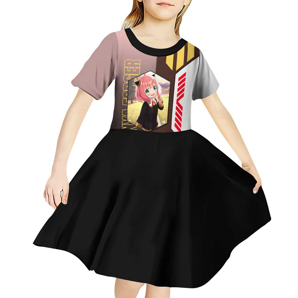 Anya Forger from Spy x Family Kid Short Sleeve Dress with Cute Pose and Character Design - The Mazicc
