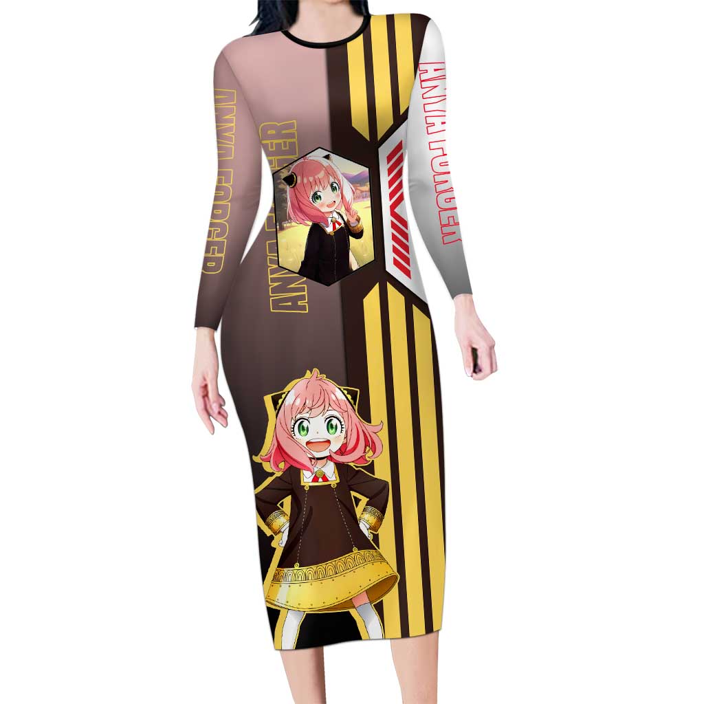 Anya Forger from Spy x Family Long Sleeve Bodycon Dress with Cute Pose and Character Design - The Mazicc