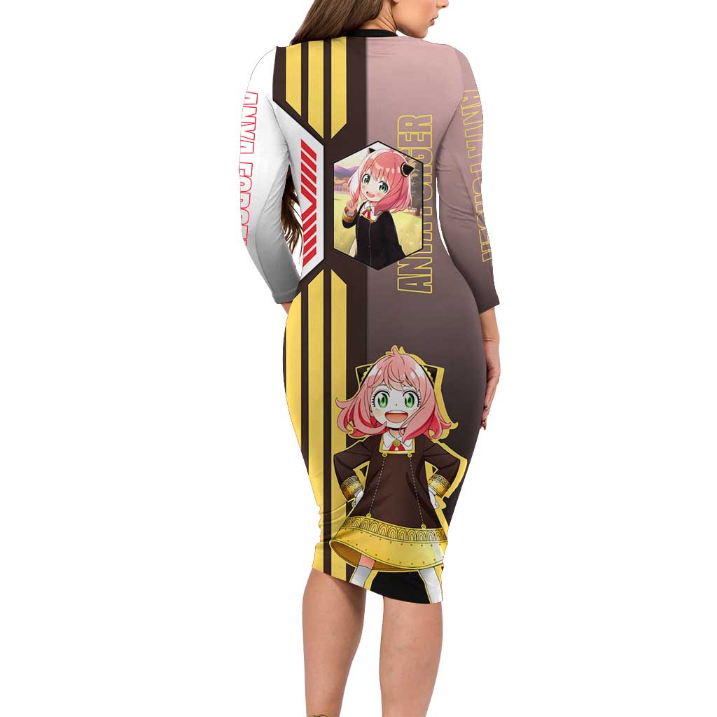 Anya Forger from Spy x Family Long Sleeve Bodycon Dress with Cute Pose and Character Design - The Mazicc