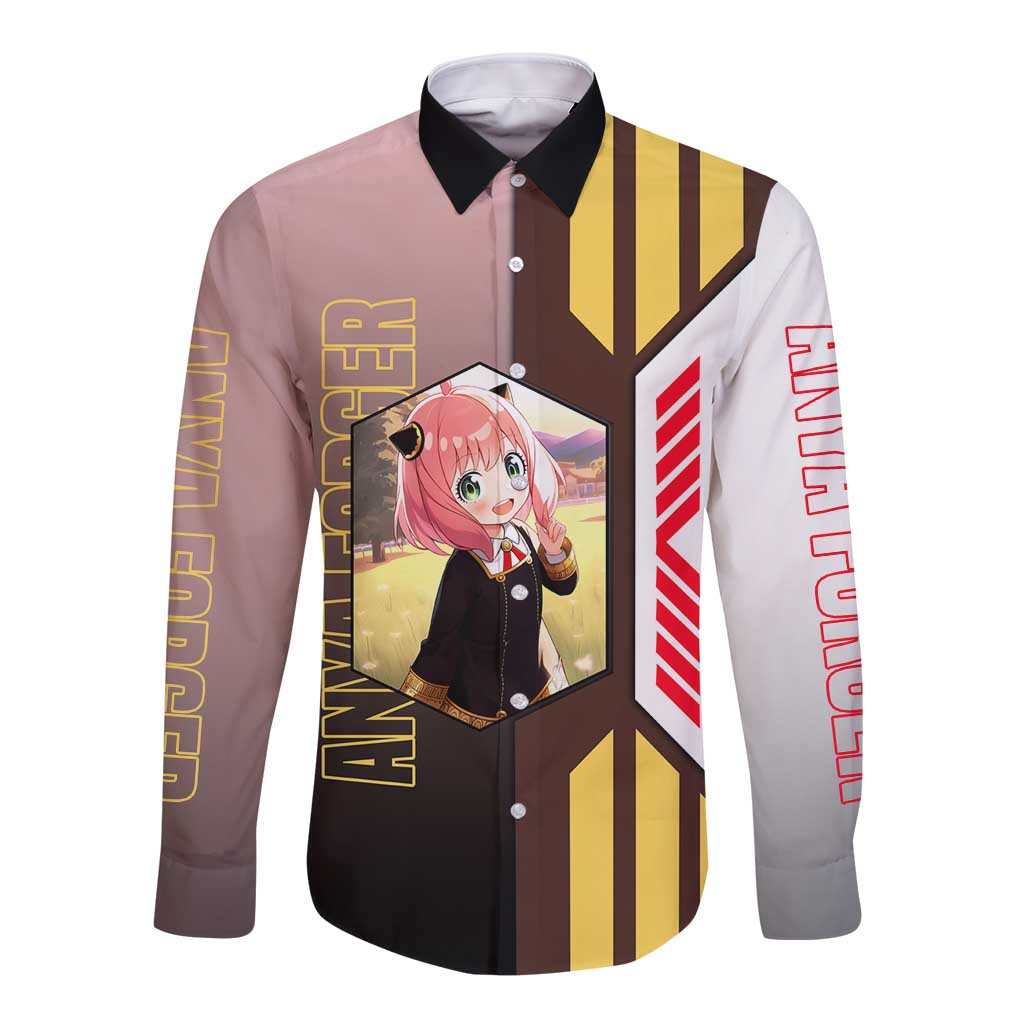 Anya Forger from Spy x Family Long Sleeve Button Shirt with Cute Pose and Character Design - The Mazicc