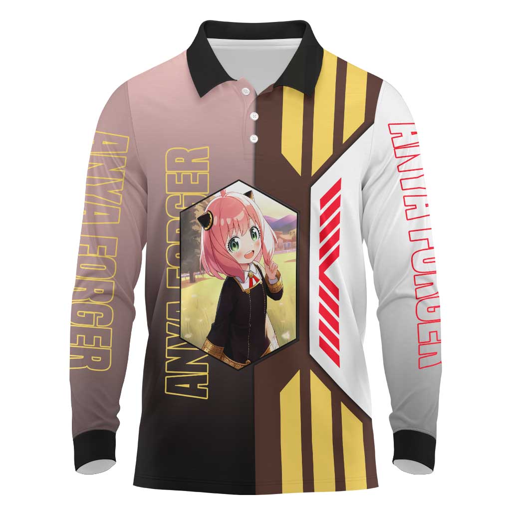 Anya Forger from Spy x Family Long Sleeve Polo Shirt with Cute Pose and Character Design - The Mazicc
