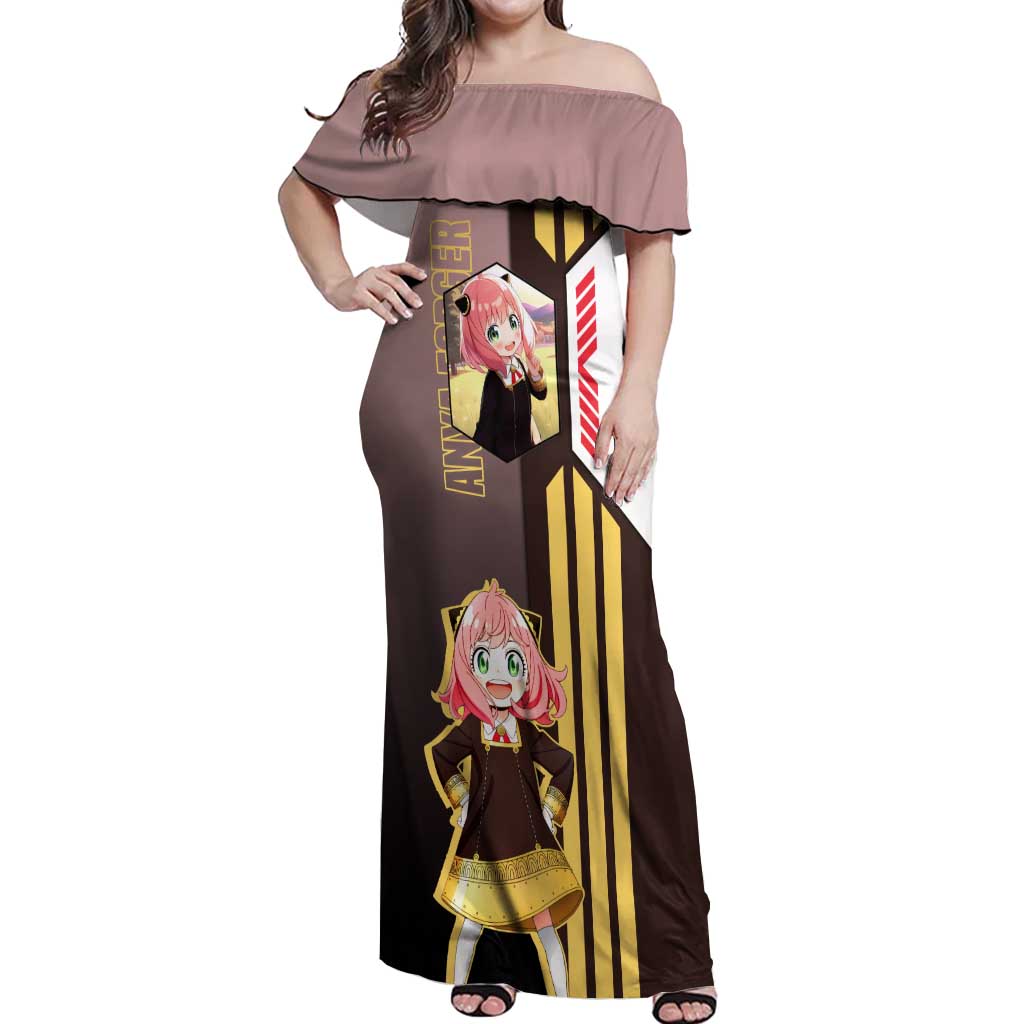 Anya Forger from Spy x Family Off Shoulder Maxi Dress with Cute Pose and Character Design - The Mazicc