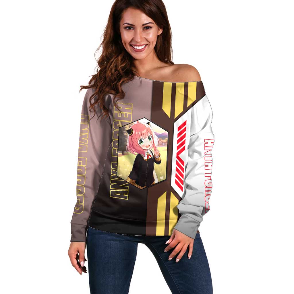 Anya Forger from Spy x Family Off Shoulder Sweater with Cute Pose and Character Design - The Mazicc