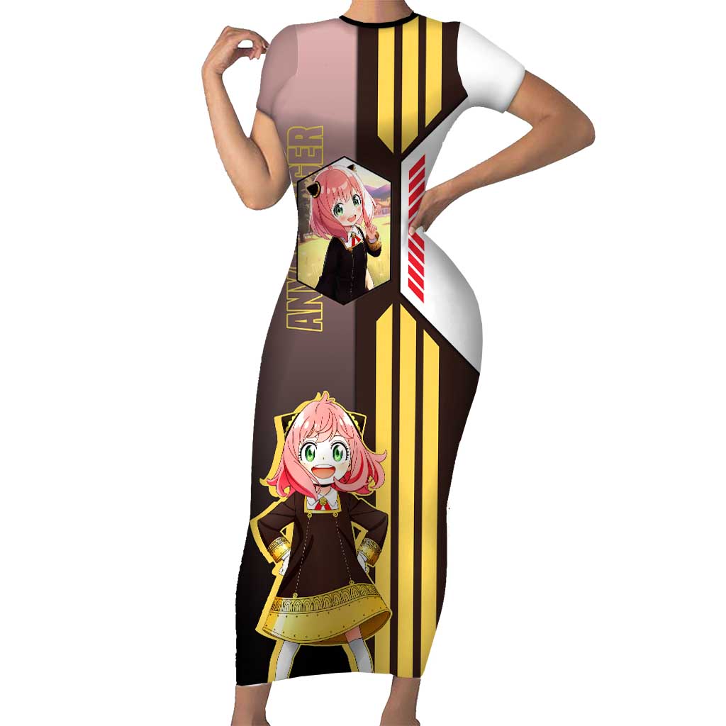 Anya Forger from Spy x Family Short Sleeve Bodycon Dress with Cute Pose and Character Design - The Mazicc