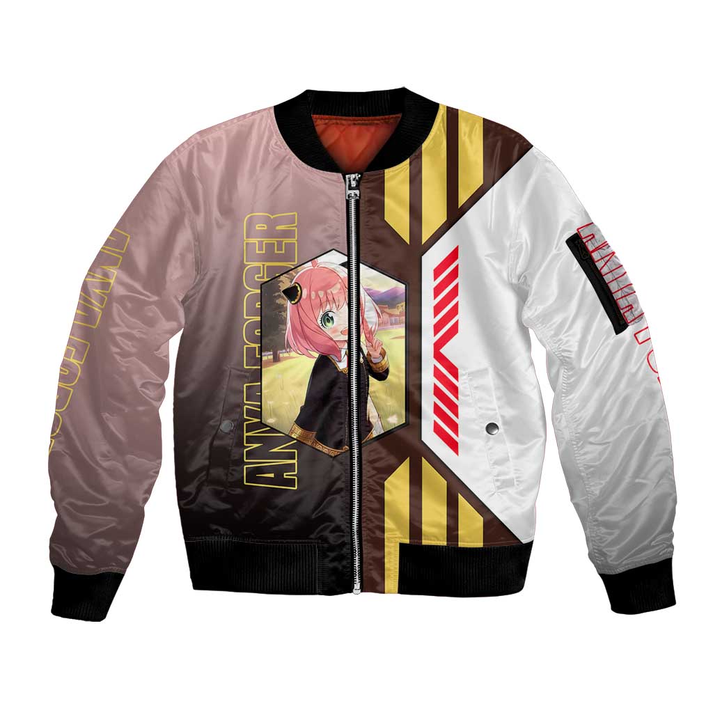 Anya Forger from Spy x Family Sleeve Zip Bomber Jacket with Cute Pose and Character Design - The Mazicc