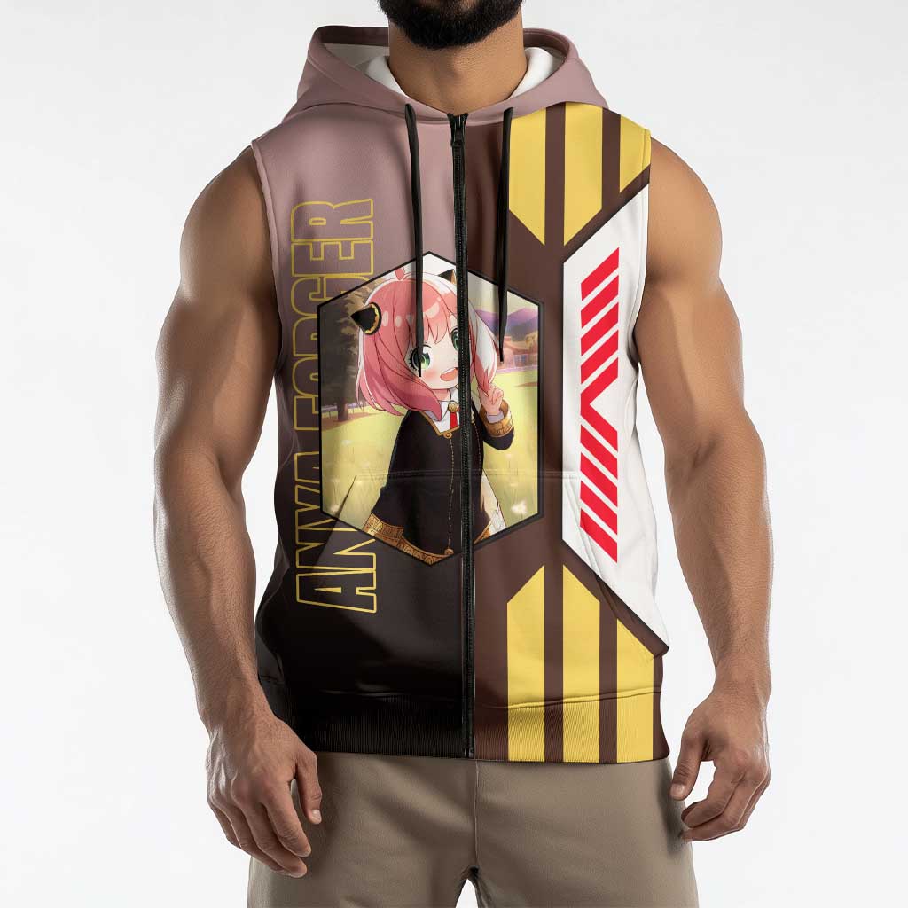 Anya Forger from Spy x Family Sleeveless Zip Hoodie with Cute Pose and Character Design - The Mazicc