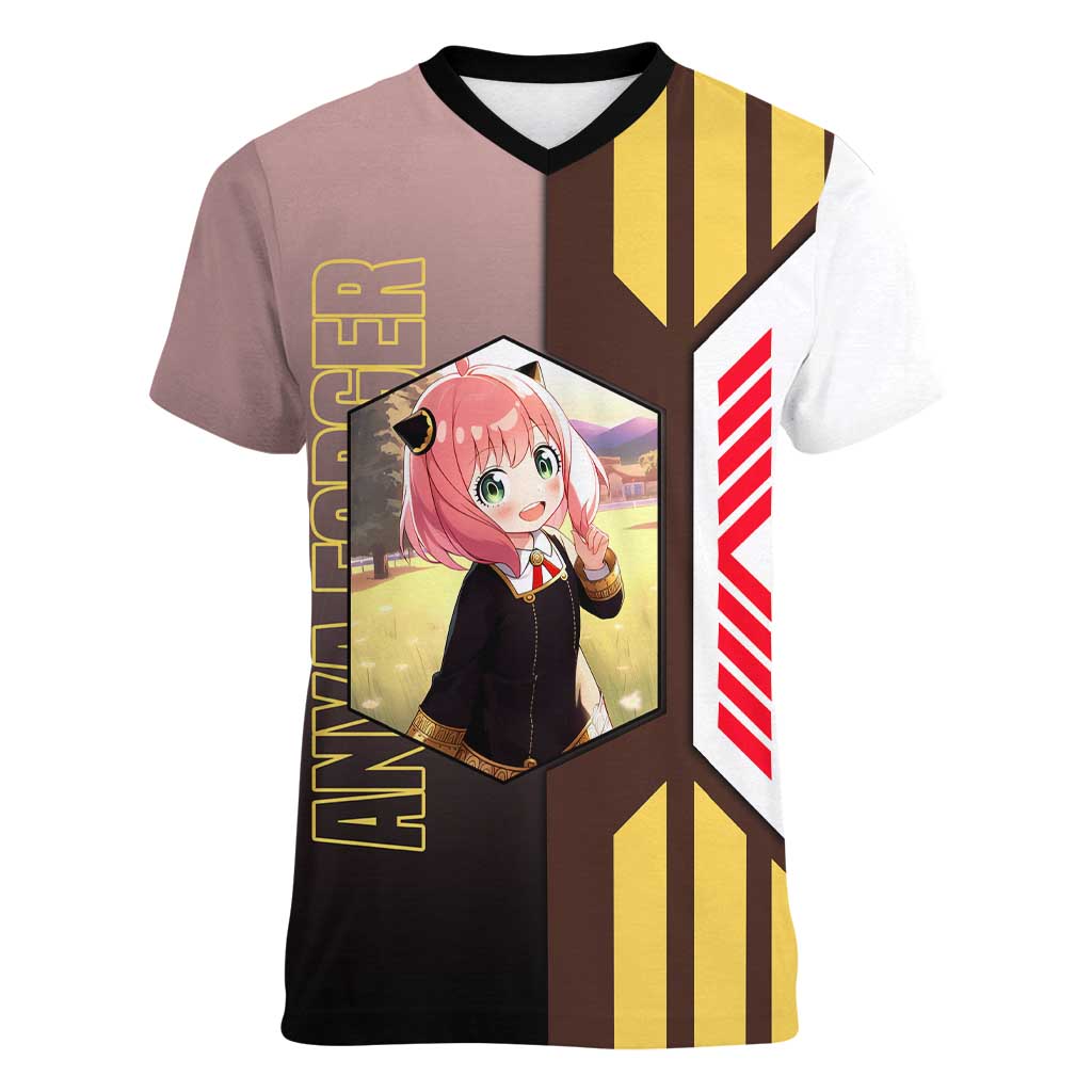 Anya Forger from Spy x Family Women V-Neck T-Shirt with Cute Pose and Character Design - The Mazicc