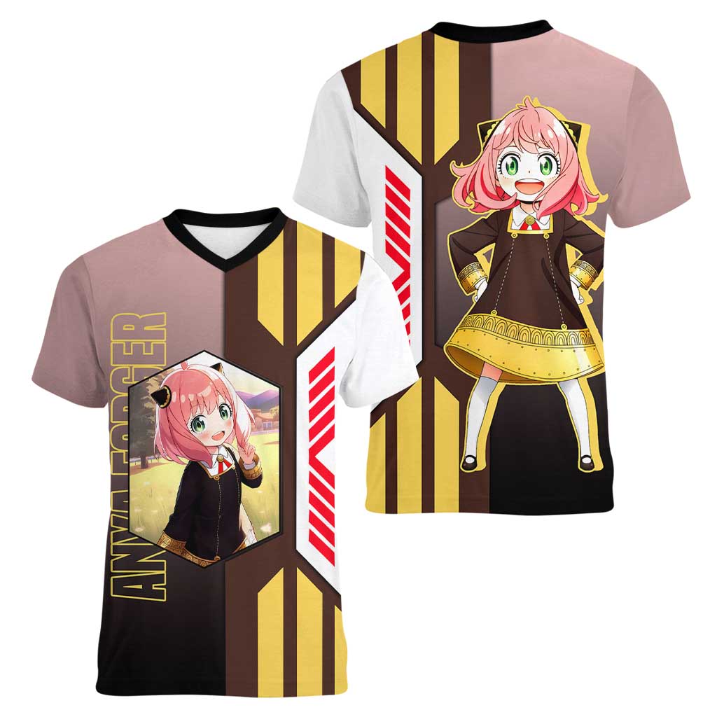Anya Forger from Spy x Family Women V-Neck T-Shirt with Cute Pose and Character Design - The Mazicc