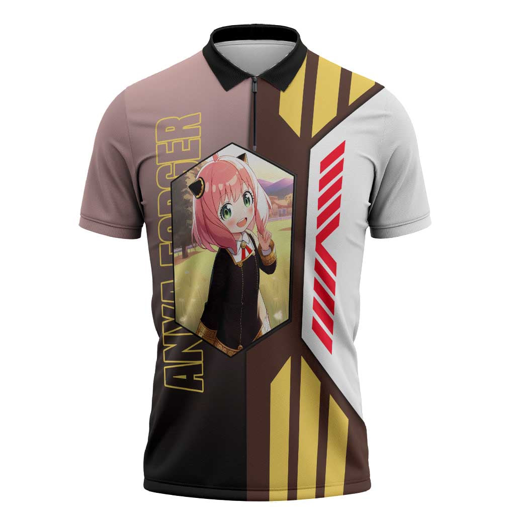 Anya Forger from Spy x Family Zipper Polo Shirt with Cute Pose and Character Design - The Mazicc