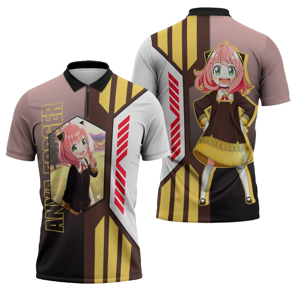 Anya Forger from Spy x Family Zipper Polo Shirt with Cute Pose and Character Design - The Mazicc