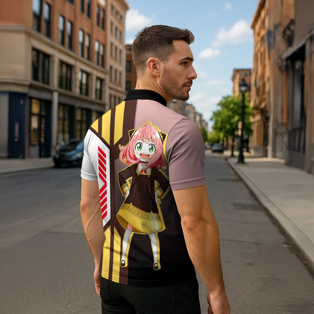 Anya Forger from Spy x Family Zipper Polo Shirt with Cute Pose and Character Design - The Mazicc