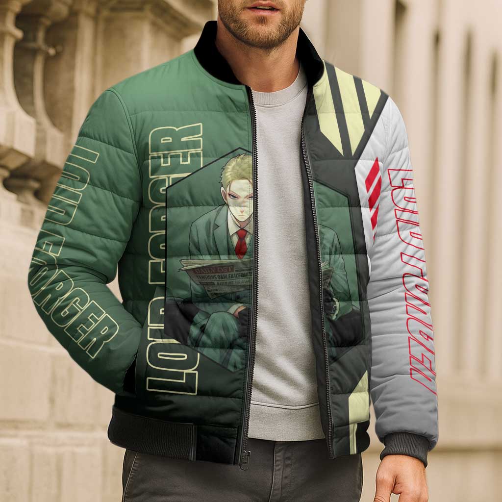 Loid Forger from Spy x Family Bomber Puffer Jacket with Cool Posing and Character Design - The Mazicc