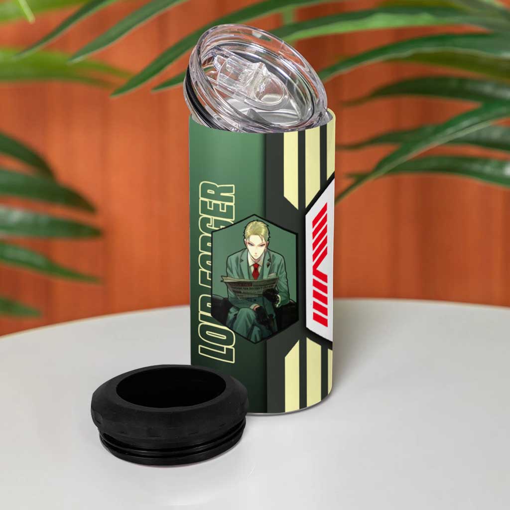Loid Forger from Spy x Family 4 in 1 Can Cooler Tumbler with Cool Posing and Character Design - The Mazicc