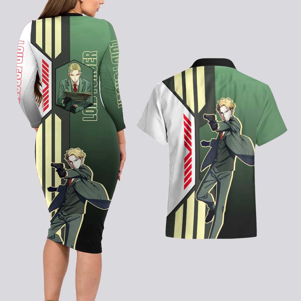 Loid Forger from Spy x Family Couples Matching Long Sleeve Bodycon Dress and Hawaiian Shirt with Cool Posing and Character Design - The Mazicc