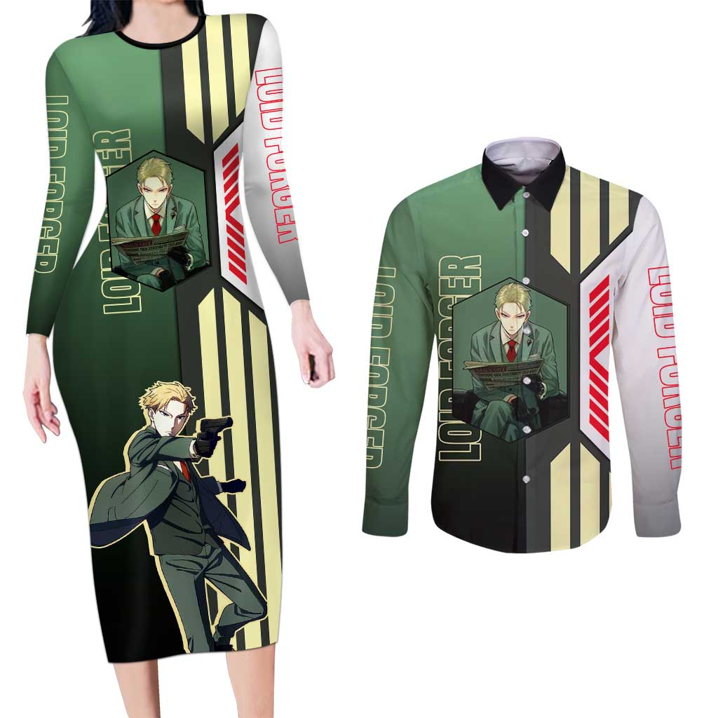 Loid Forger from Spy x Family Couples Matching Long Sleeve Bodycon Dress and Long Sleeve Button Shirt with Cool Posing and Character Design - The Mazicc