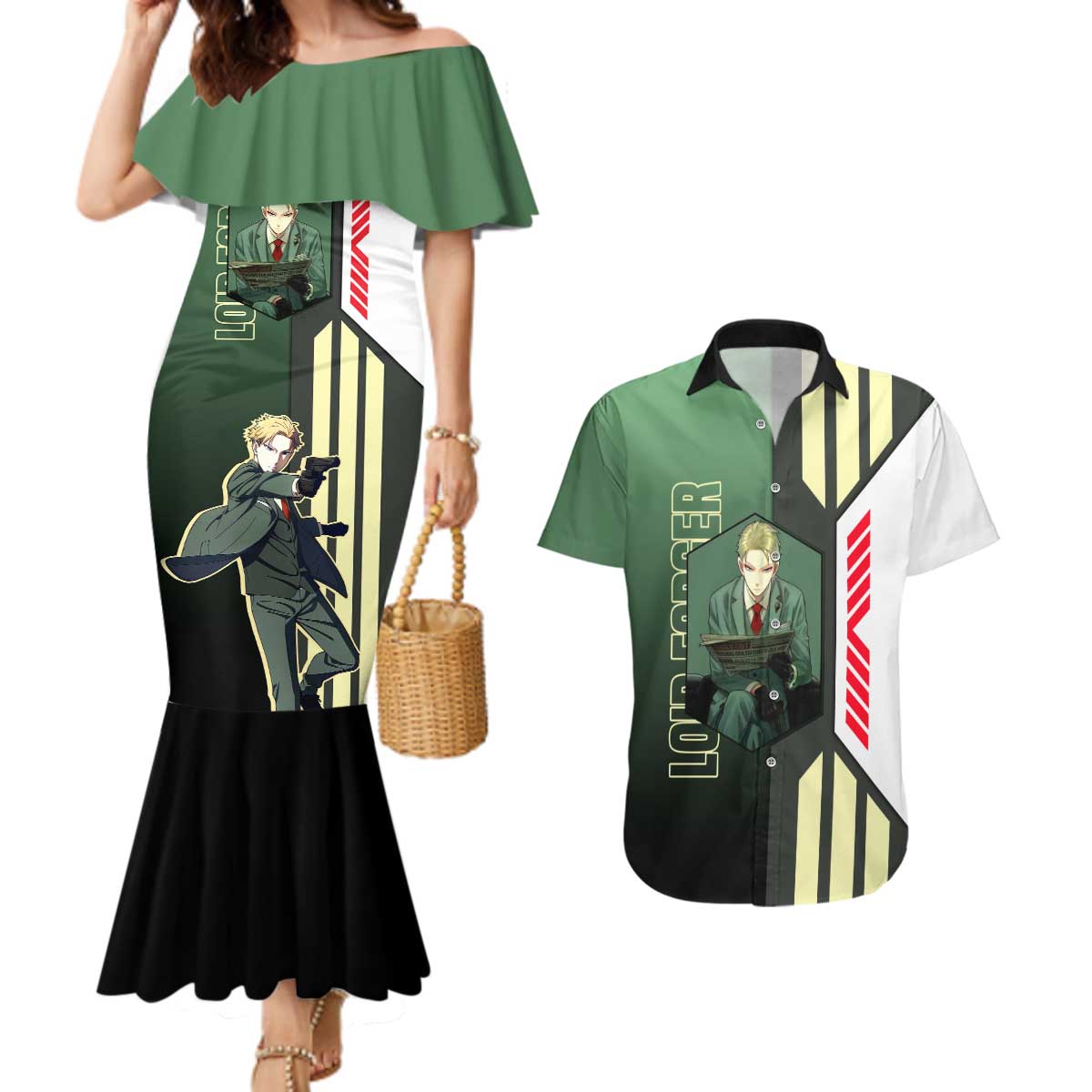 Loid Forger from Spy x Family Couples Matching Mermaid Dress and Hawaiian Shirt with Cool Posing and Character Design - The Mazicc