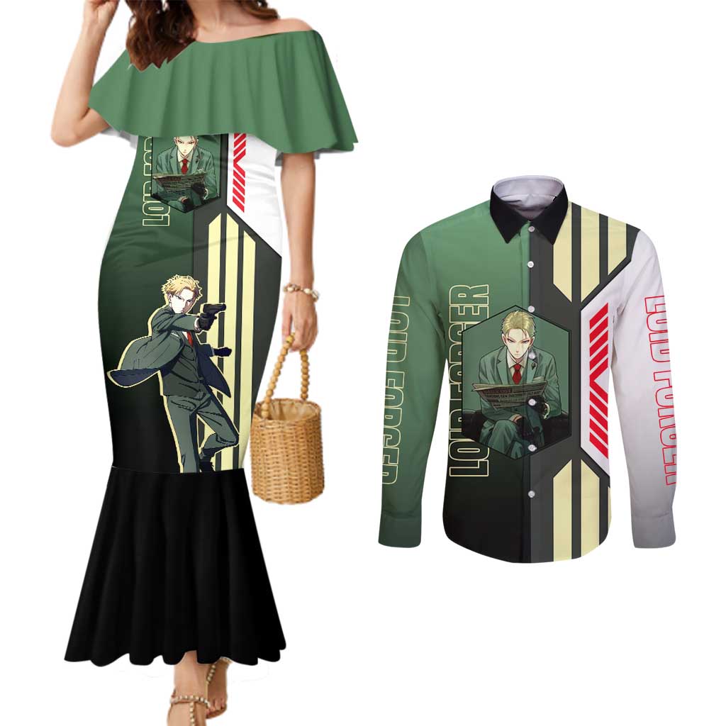 Loid Forger from Spy x Family Couples Matching Mermaid Dress and Long Sleeve Button Shirt with Cool Posing and Character Design - The Mazicc