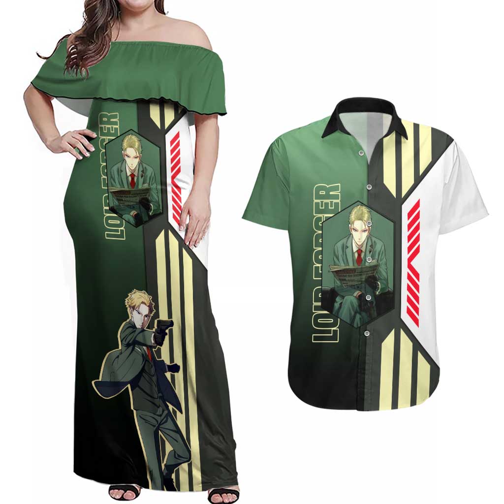 Loid Forger from Spy x Family Couples Matching Off Shoulder Maxi Dress and Hawaiian Shirt with Cool Posing and Character Design - The Mazicc