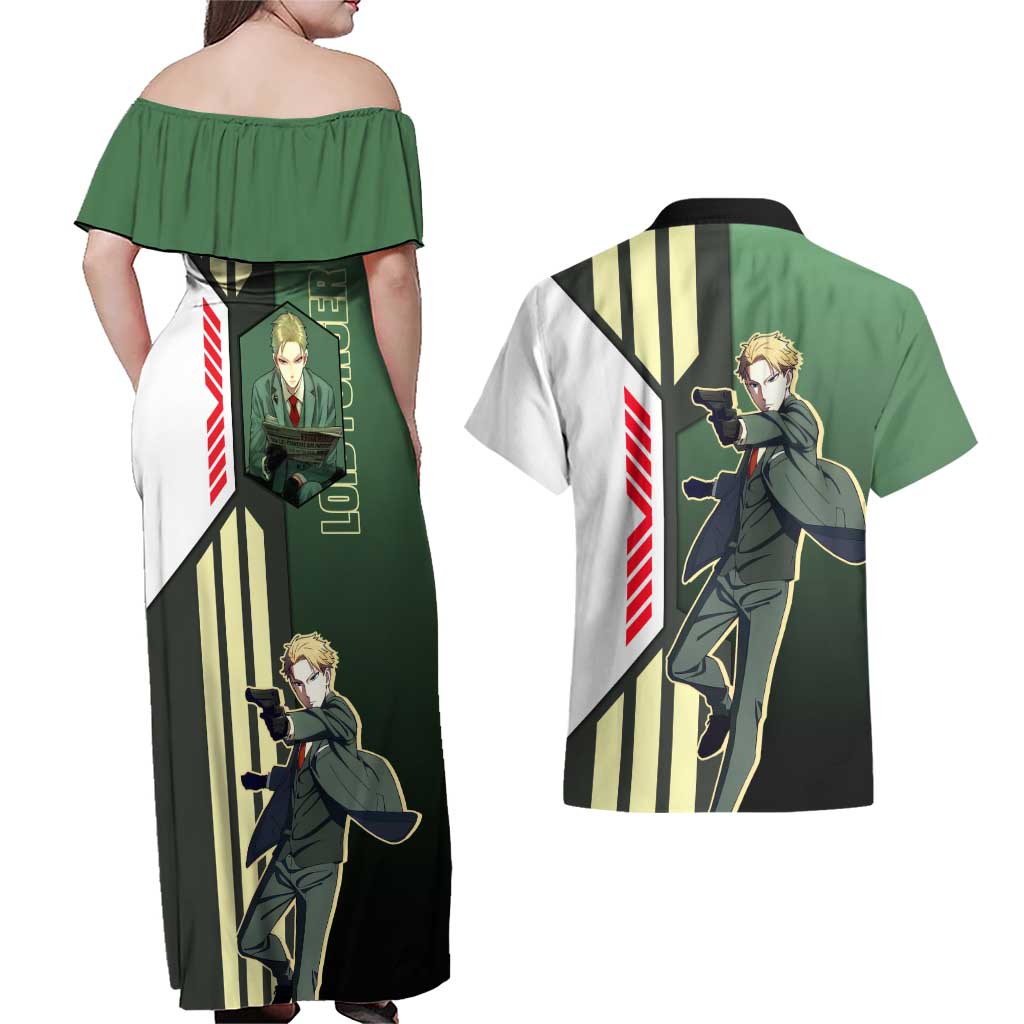 Loid Forger from Spy x Family Couples Matching Off Shoulder Maxi Dress and Hawaiian Shirt with Cool Posing and Character Design - The Mazicc