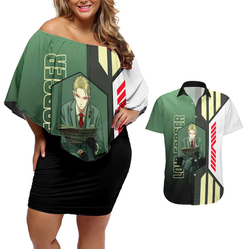 Loid Forger from Spy x Family Couples Matching Off Shoulder Short Dress and Hawaiian Shirt with Cool Posing and Character Design - The Mazicc