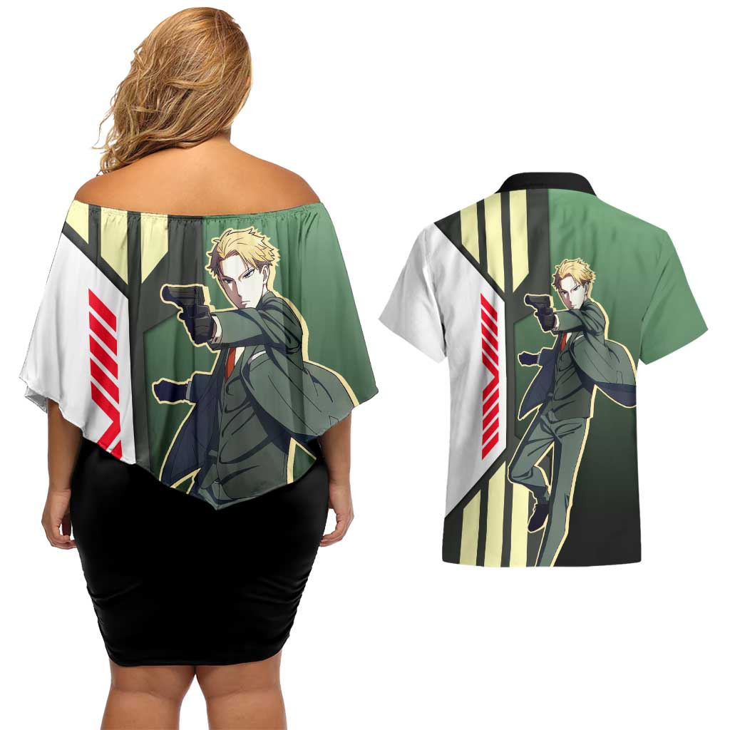 Loid Forger from Spy x Family Couples Matching Off Shoulder Short Dress and Hawaiian Shirt with Cool Posing and Character Design - The Mazicc