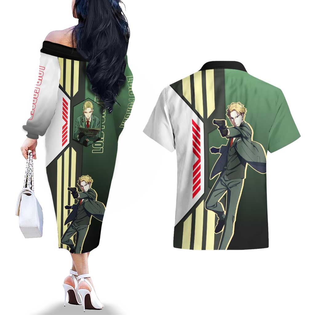 Loid Forger from Spy x Family Couples Matching Off The Shoulder Long Sleeve Dress and Hawaiian Shirt with Cool Posing and Character Design - The Mazicc