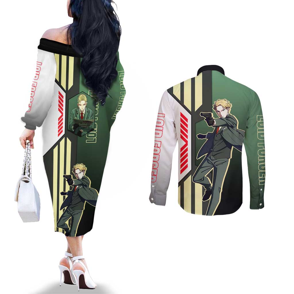 Loid Forger from Spy x Family Couples Matching Off The Shoulder Long Sleeve Dress and Long Sleeve Button Shirt with Cool Posing and Character Design - The Mazicc
