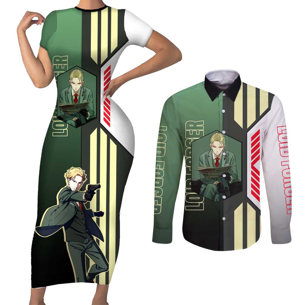 Loid Forger from Spy x Family Couples Matching Short Sleeve Bodycon Dress and Long Sleeve Button Shirt with Cool Posing and Character Design - The Mazicc