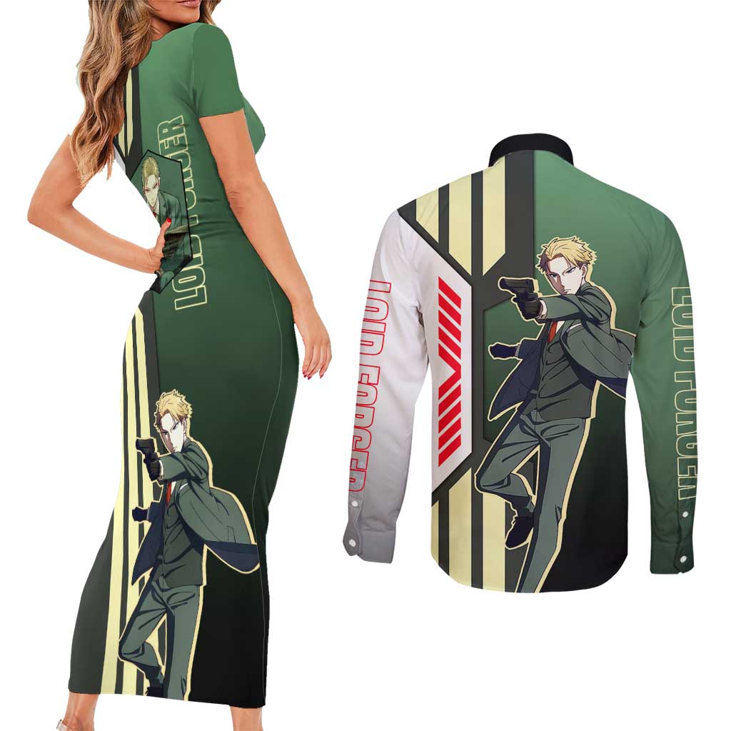 Loid Forger from Spy x Family Couples Matching Short Sleeve Bodycon Dress and Long Sleeve Button Shirt with Cool Posing and Character Design - The Mazicc