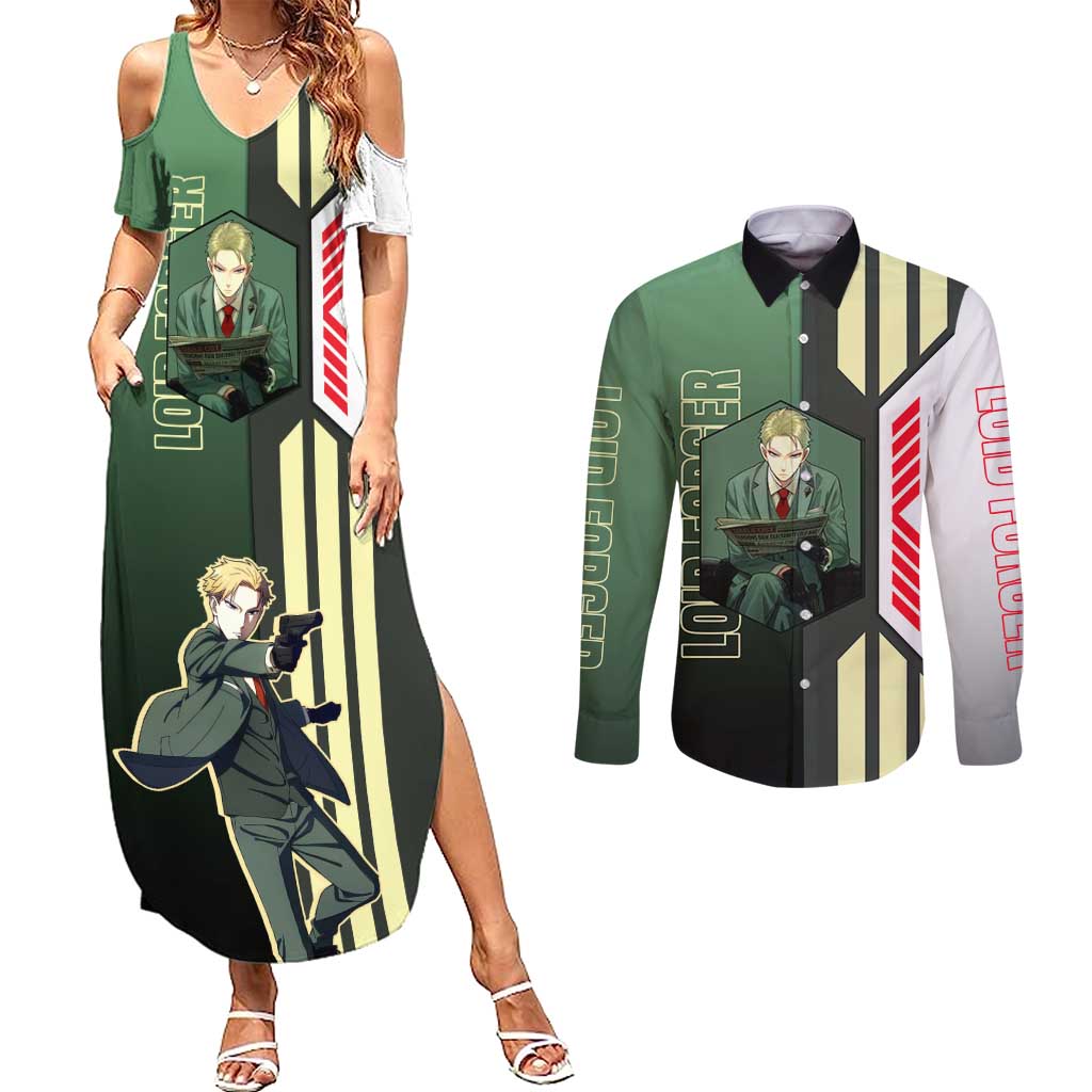 Loid Forger from Spy x Family Couples Matching Summer Maxi Dress and Long Sleeve Button Shirt with Cool Posing and Character Design - The Mazicc