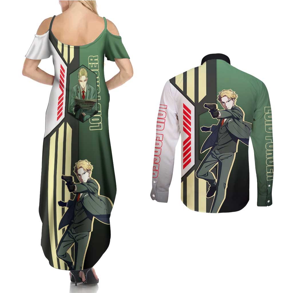 Loid Forger from Spy x Family Couples Matching Summer Maxi Dress and Long Sleeve Button Shirt with Cool Posing and Character Design - The Mazicc
