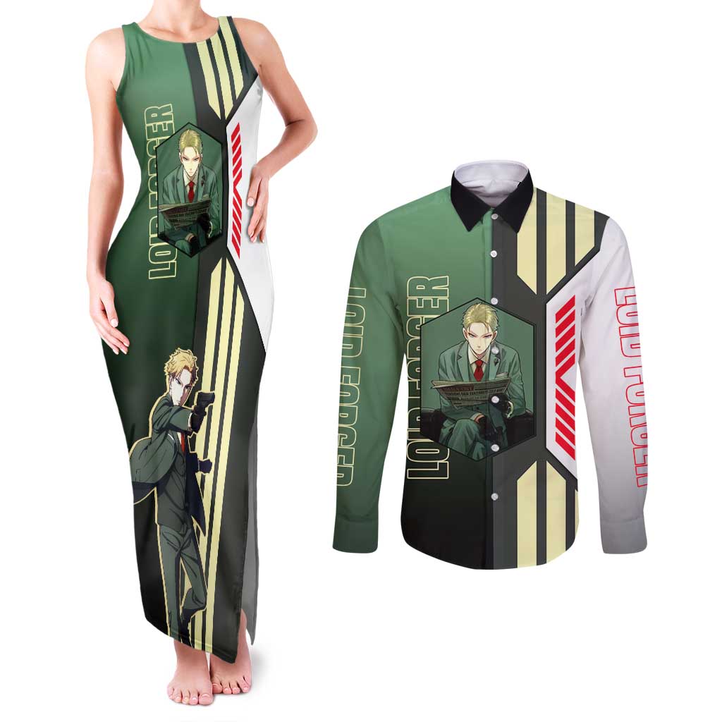 Loid Forger from Spy x Family Couples Matching Tank Maxi Dress and Long Sleeve Button Shirt with Cool Posing and Character Design - The Mazicc