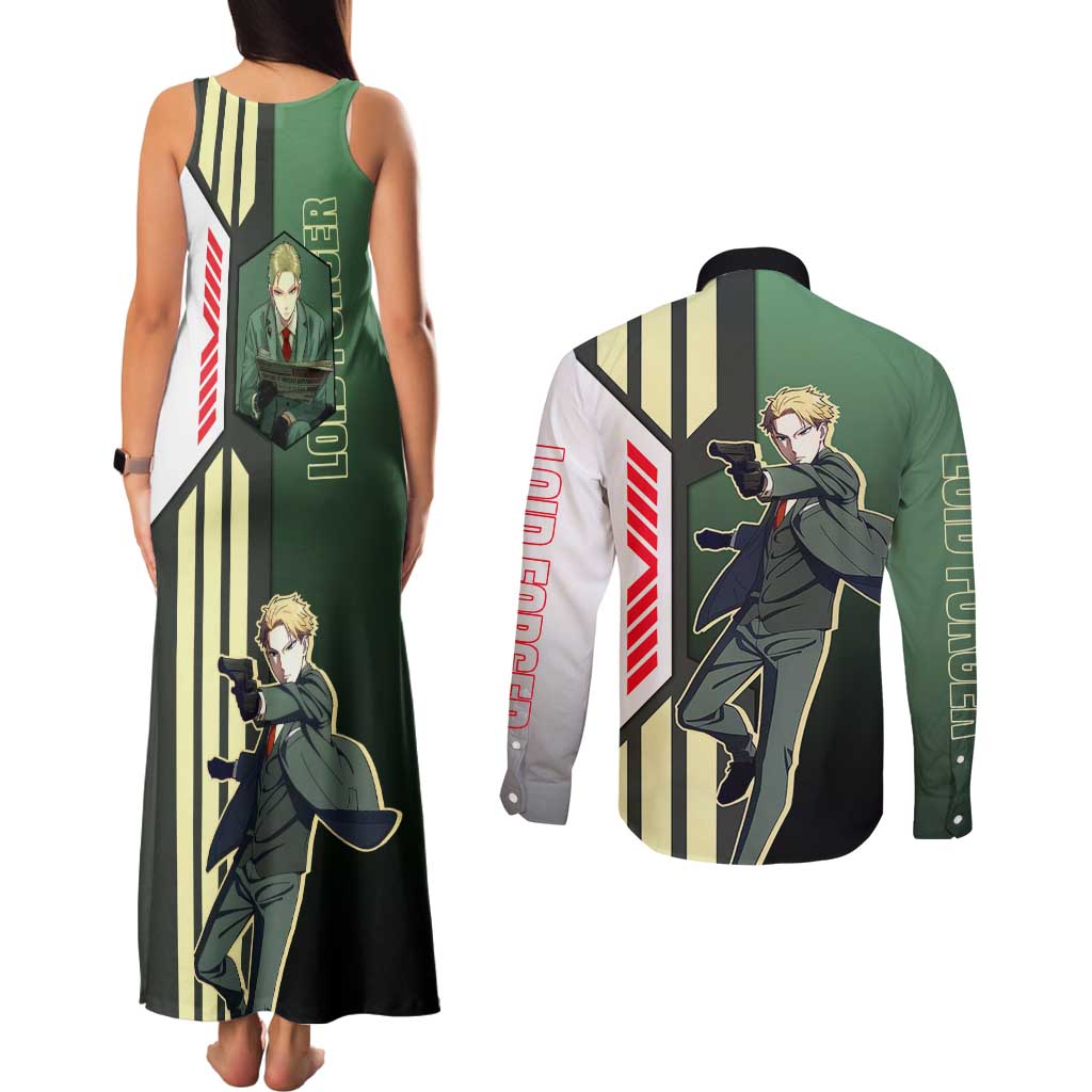 Loid Forger from Spy x Family Couples Matching Tank Maxi Dress and Long Sleeve Button Shirt with Cool Posing and Character Design - The Mazicc